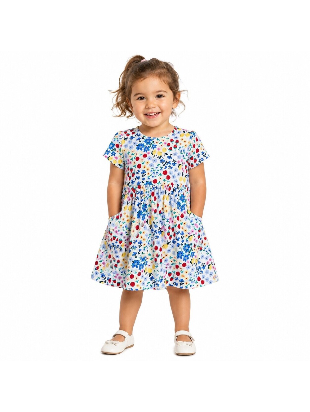 Old Navy Toddler Girl Floral Strawberry Pocket Dress Summer Cottagecore Size 4T